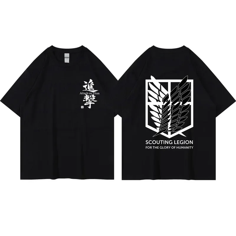 Summer Japanese Anime Attack on Titan T-shirt Women's Fashion Men Tees Tops Streetwear Man T Shirt Print Plus Size Men's Clothes