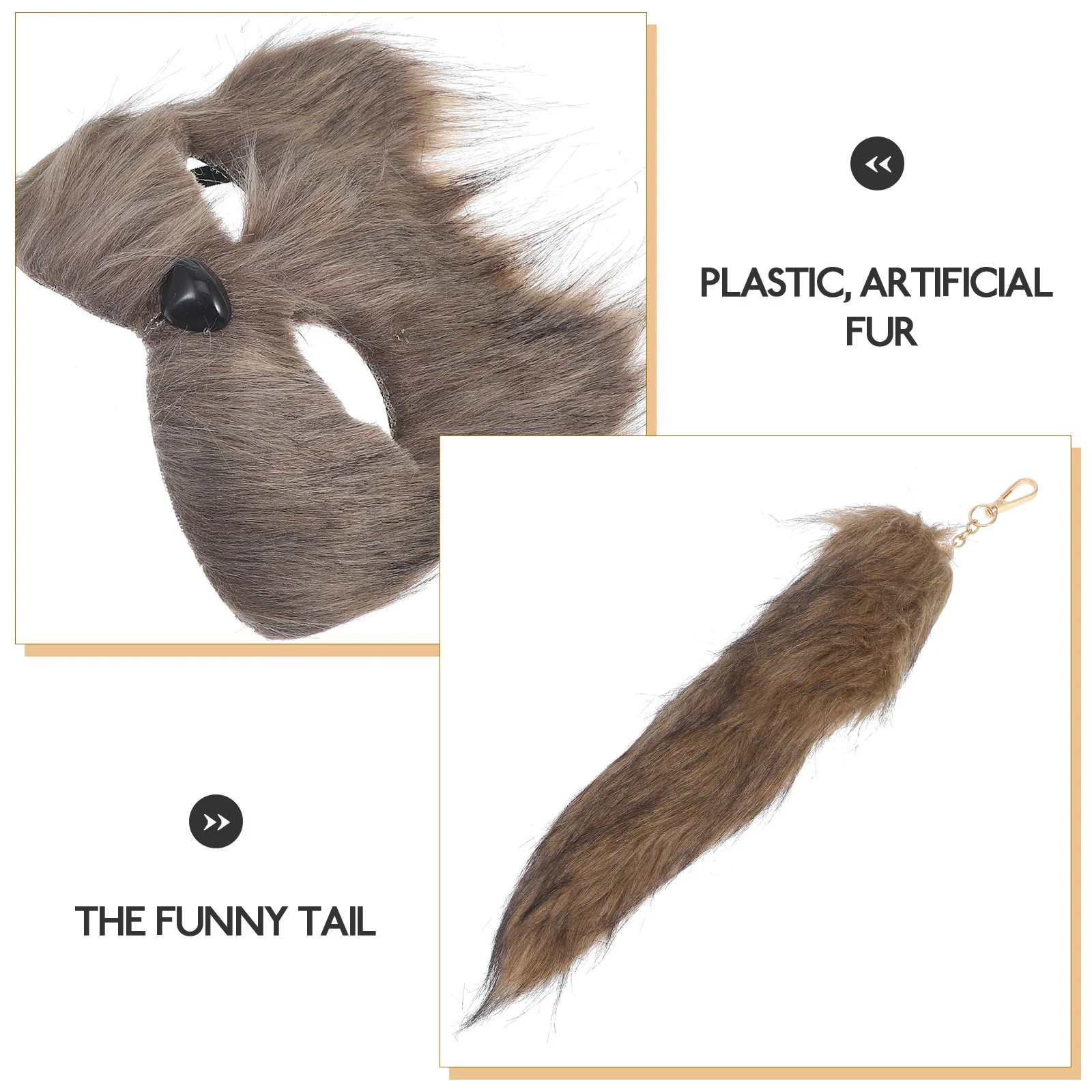 1Set Fox Mask Tail Prop Stylish Fox Costume Halloween Cosplay Party Tail Set Animal Mask Accessory Decoration Cosplay