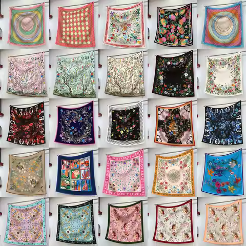 90*90CM 2024 New Fashion Silk Scarf for Women - Elegant Summer Shawl, Head Wrap, Bandana, Mother&rsquo;s Day Gift Idea