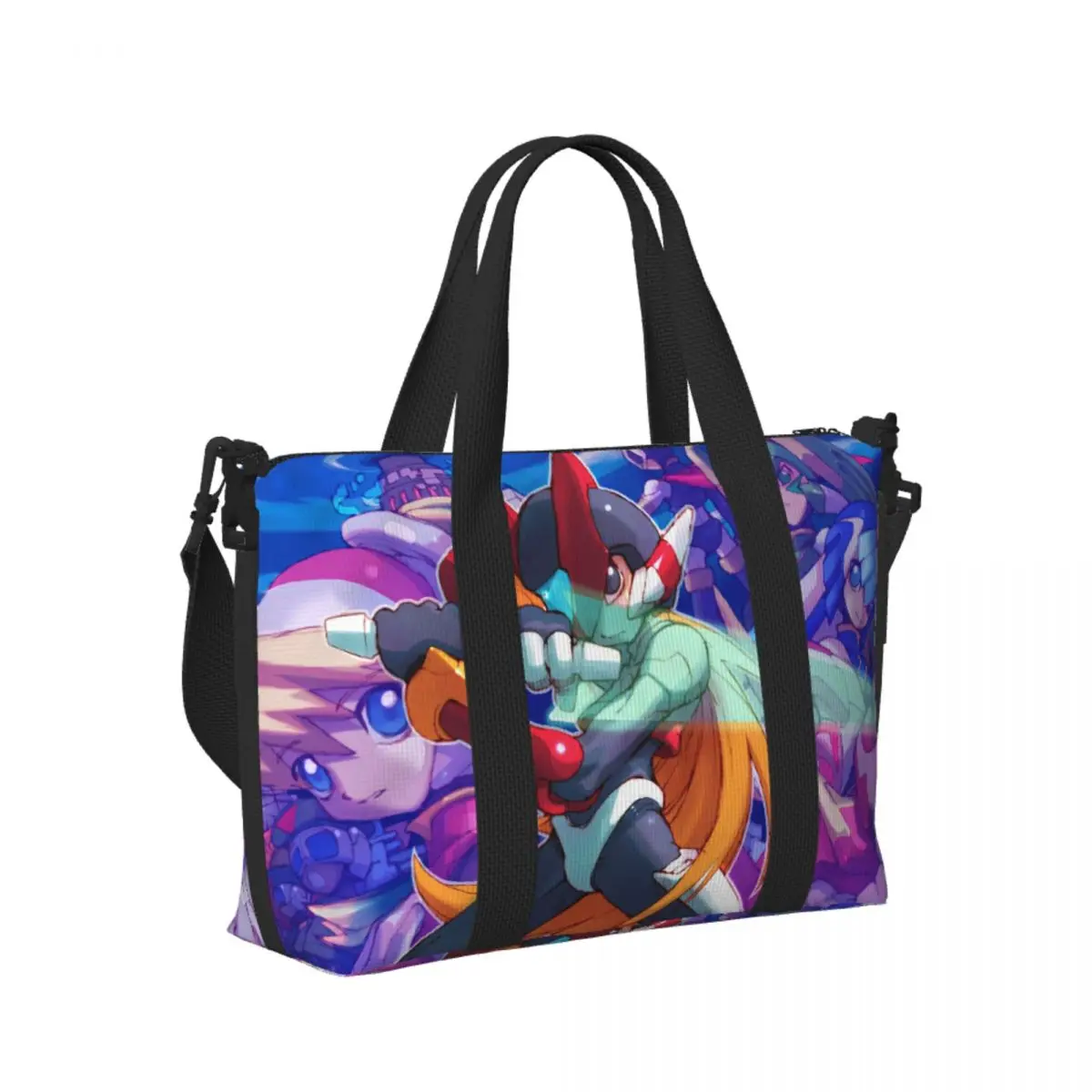 

Изготовленная на заказ пляжная дорожная сумка Megaman для видеоигр Mega Man, большая вместительная сумка-тоут для спортзала, йоги, женская дорожная сумка для покупок