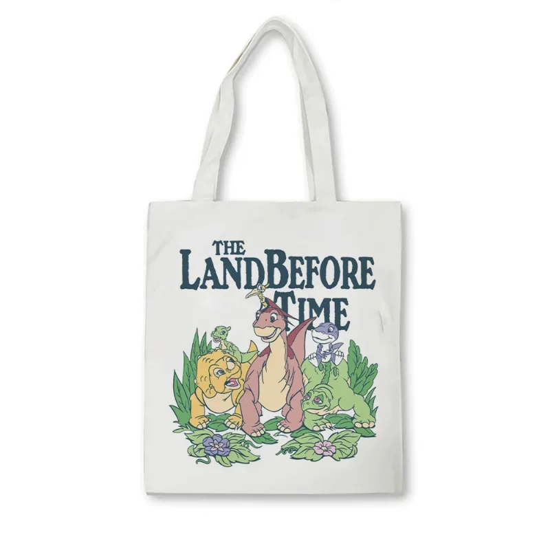 The Land Before Time Bag Set Girl Canvas Fashion Environmental Large Capacity Travel Porch Shoulder Handbag Women Cosmetic Bags