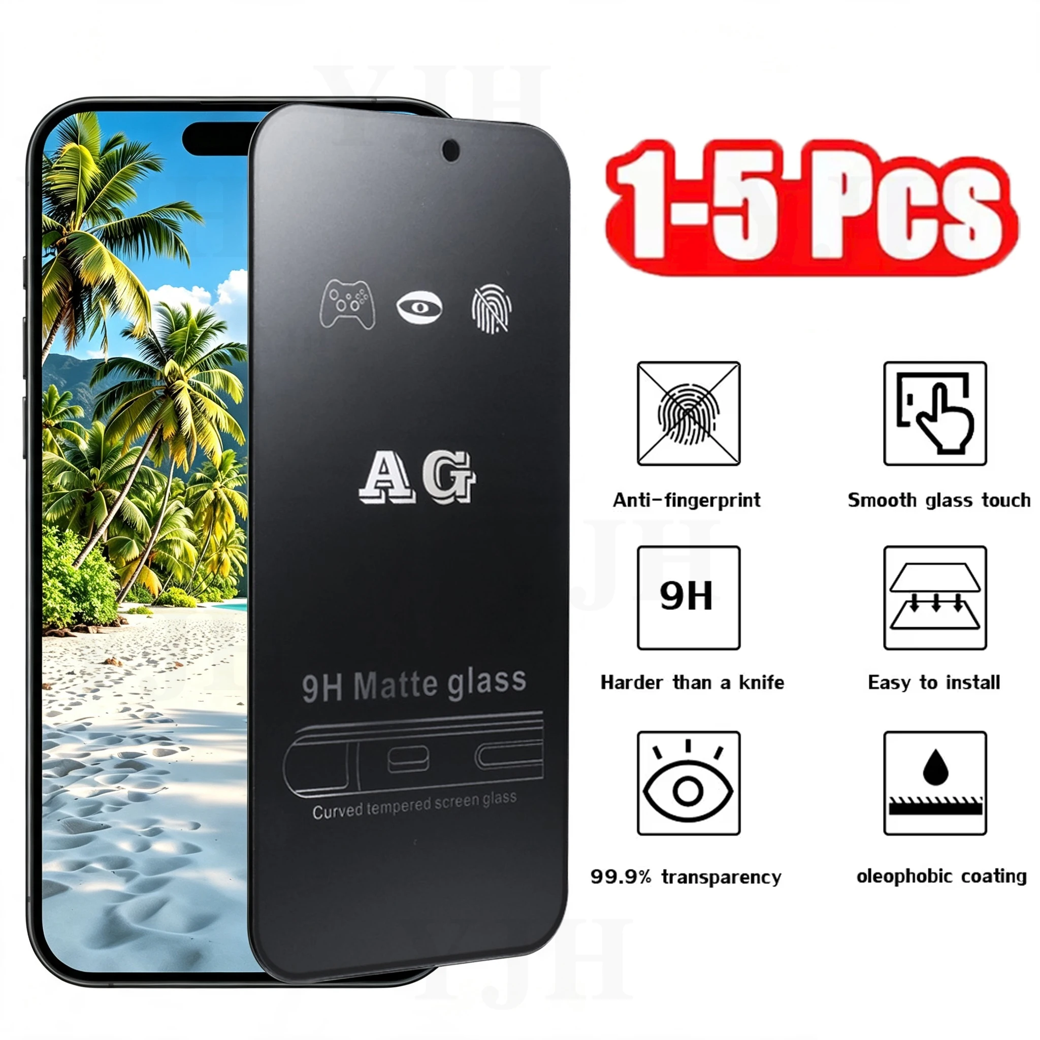 1-5PCS Matte Tempered Glass For iPhone 18 Pro Max 17 16 15 14 13 12 11 Air X XR XS 16 15 14 Plus SE Full Protector Glass Film