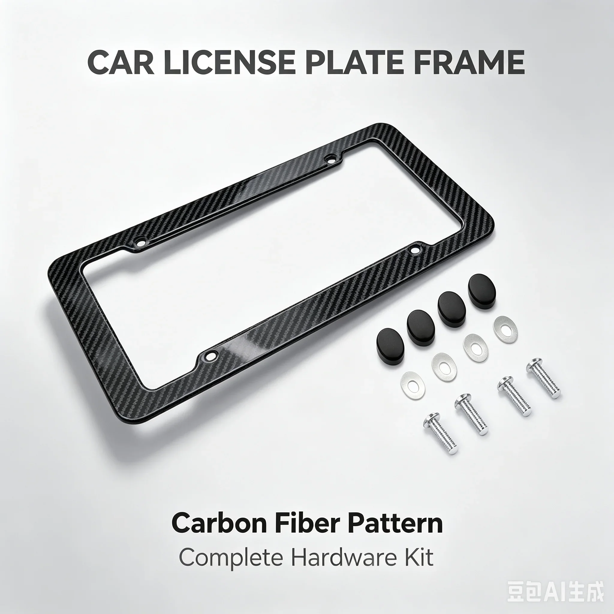 1/2PCS Carbon Fiber License Plate Frame-Black Plastic Front & Rear Car Tag Holder Cover With Mount Hardware, Screws