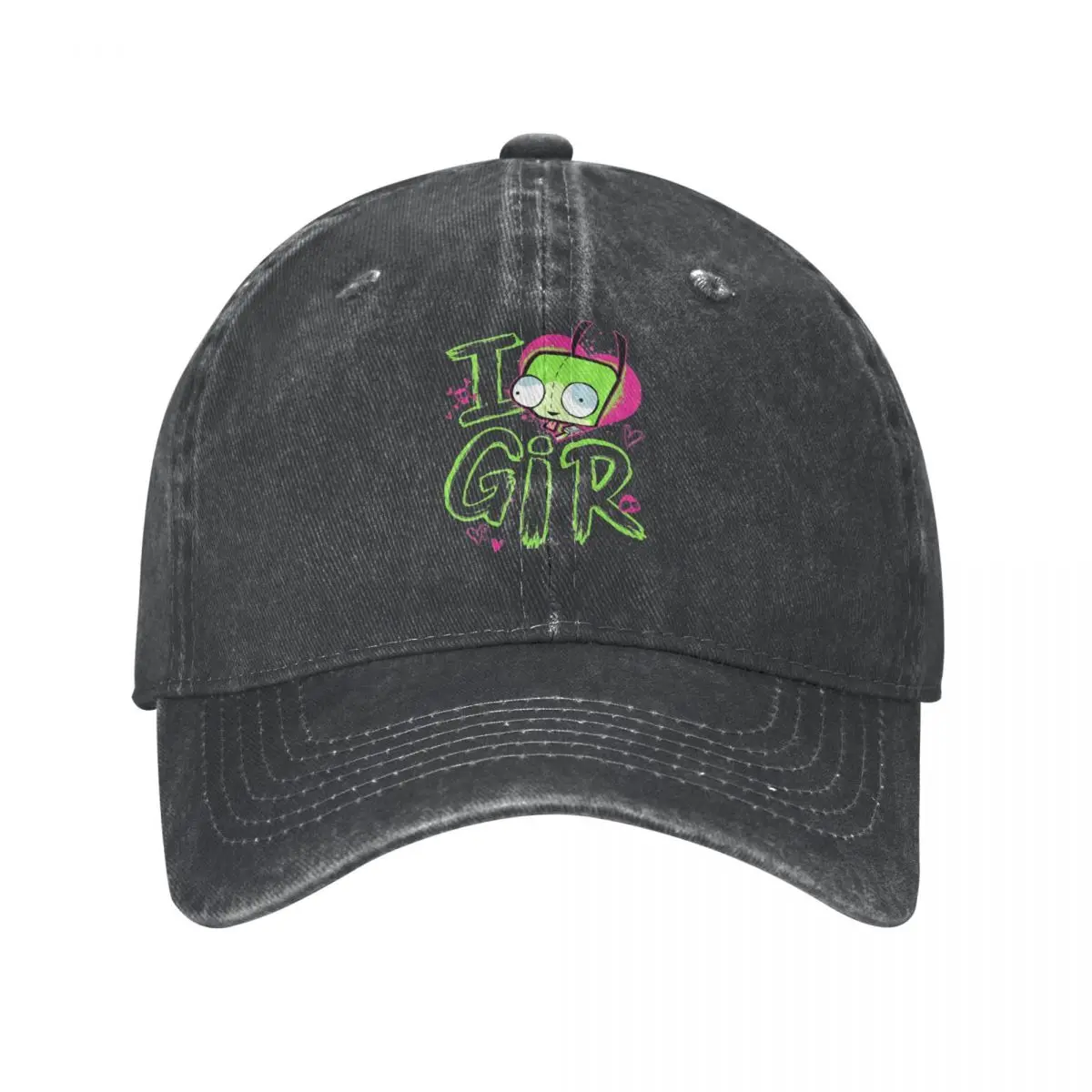 Invader Zim Valentine's Day Baseball Caps Distressed Denim I Love GIR Retro Pop Headwear for Men Women Running Golf Caps Hat