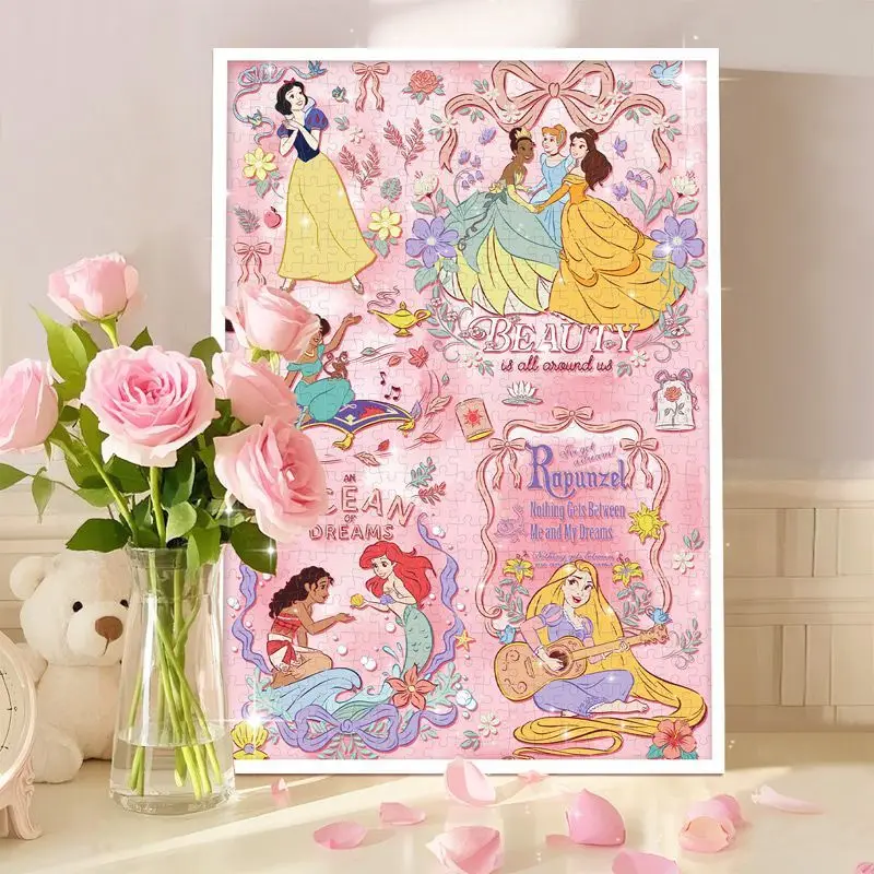 

Gubu Disney Princess puzzle, 500pcs pearlescent thick jigsaw, stress relief toy for adult girls home leisure & art decoration