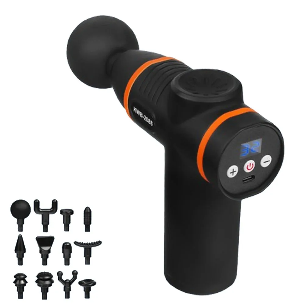 USB Charging Electric Scalp Massager 32 Speeds LCD Display Fascia Massager 12 Massage Heads Handheld Muscle Relaxation Tool