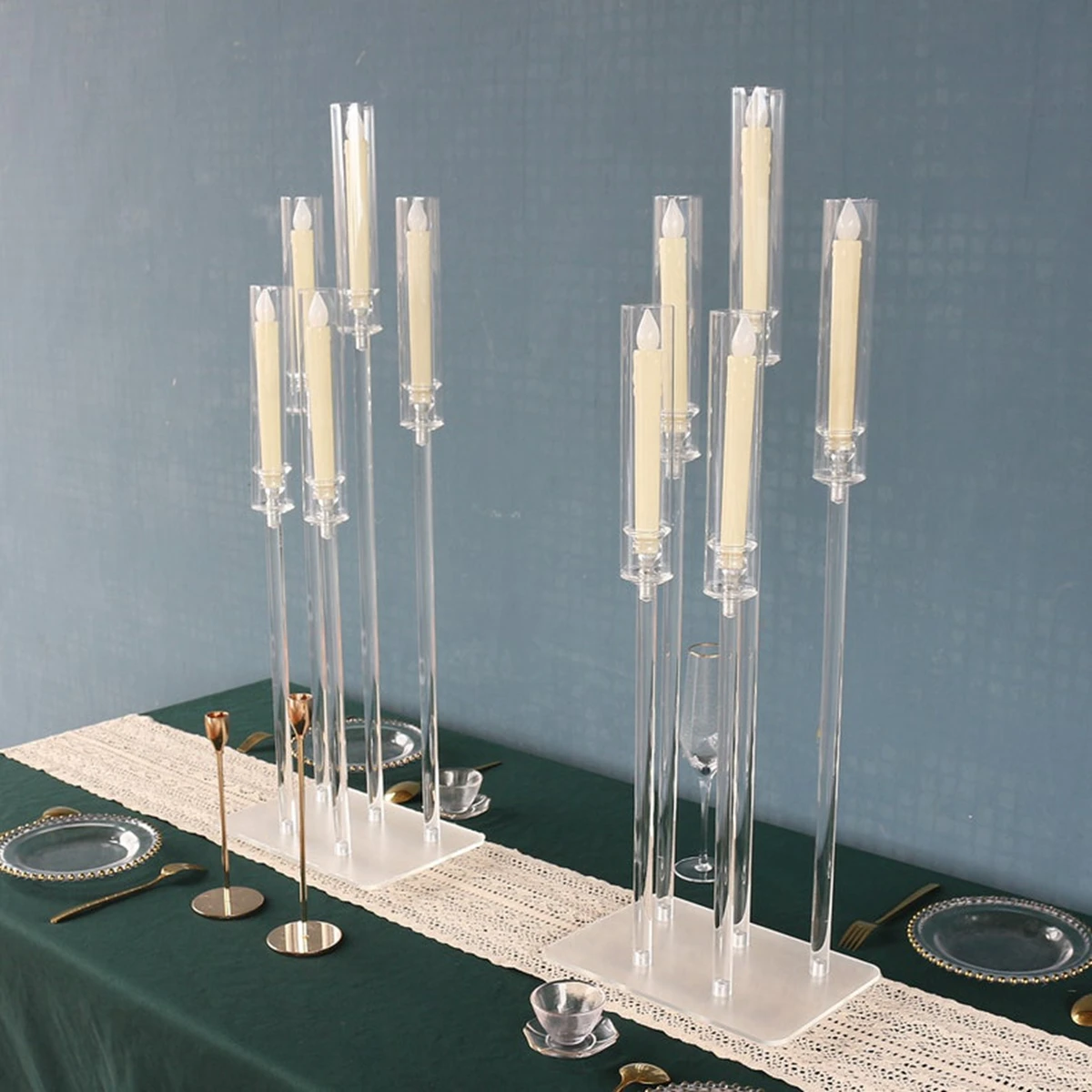 

5 arams Candelabra Acrylic Candle Holders Wedding Table Centerpieces Flower Stands Vases Road Lead Party Decoration