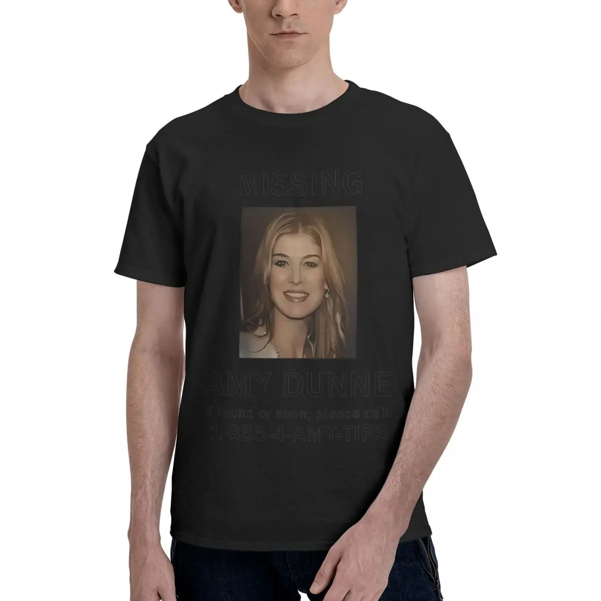 

Amy Dunne Missing Poster 100% Cotton Casual Breathable Confortable Anime Men's Clothing Deals Tshirts Men
