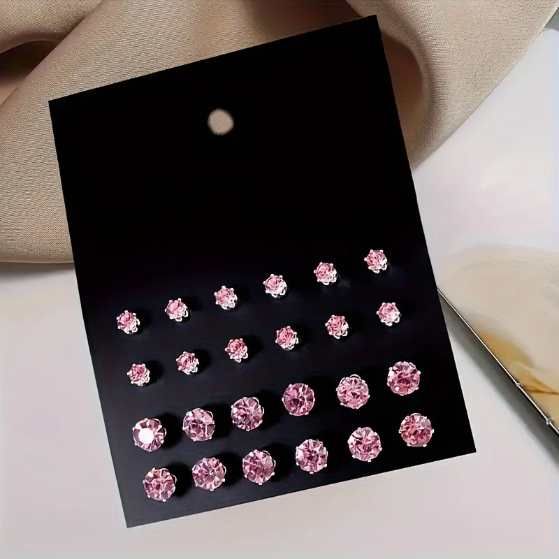 12 Pair/Lot White Shiny Wedding Stud Earrings Set For Women Men Crystal Jewelry Accessories Oorbellen Jewelry Earrings image 2