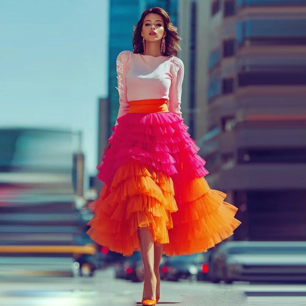 

Colorful Tulle Maxi Skirts For Women Wedding Bridal Tutu Skirt Elastic Waist Layers Tiered Bridesmaid Skirt Costumes Skirts Show
