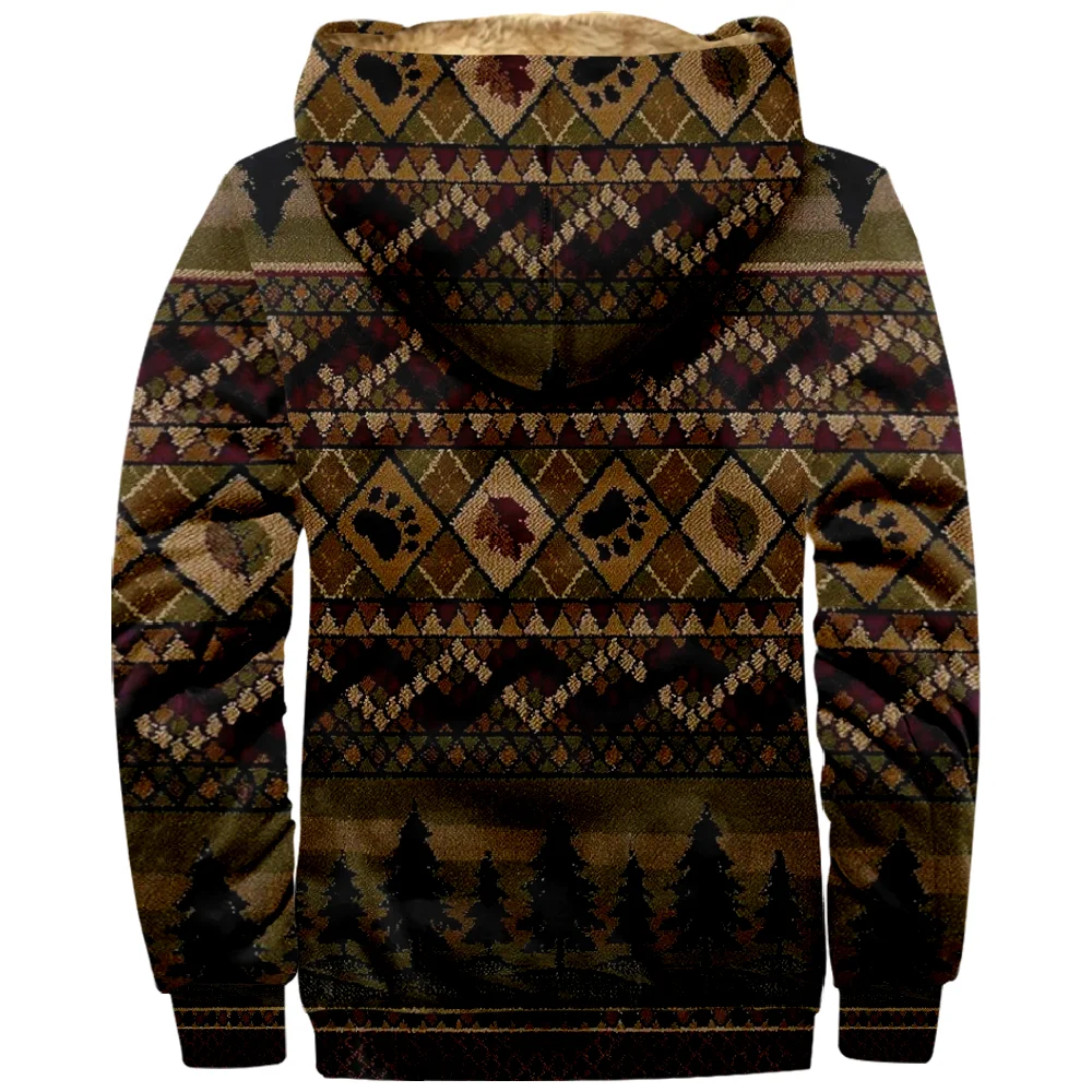 Tribal Graphic Vintage Hoodie 2023 New Long Sleeve Zipper Sweatshirt Winter Stand Collar Coat Women Men Fashion Clothes