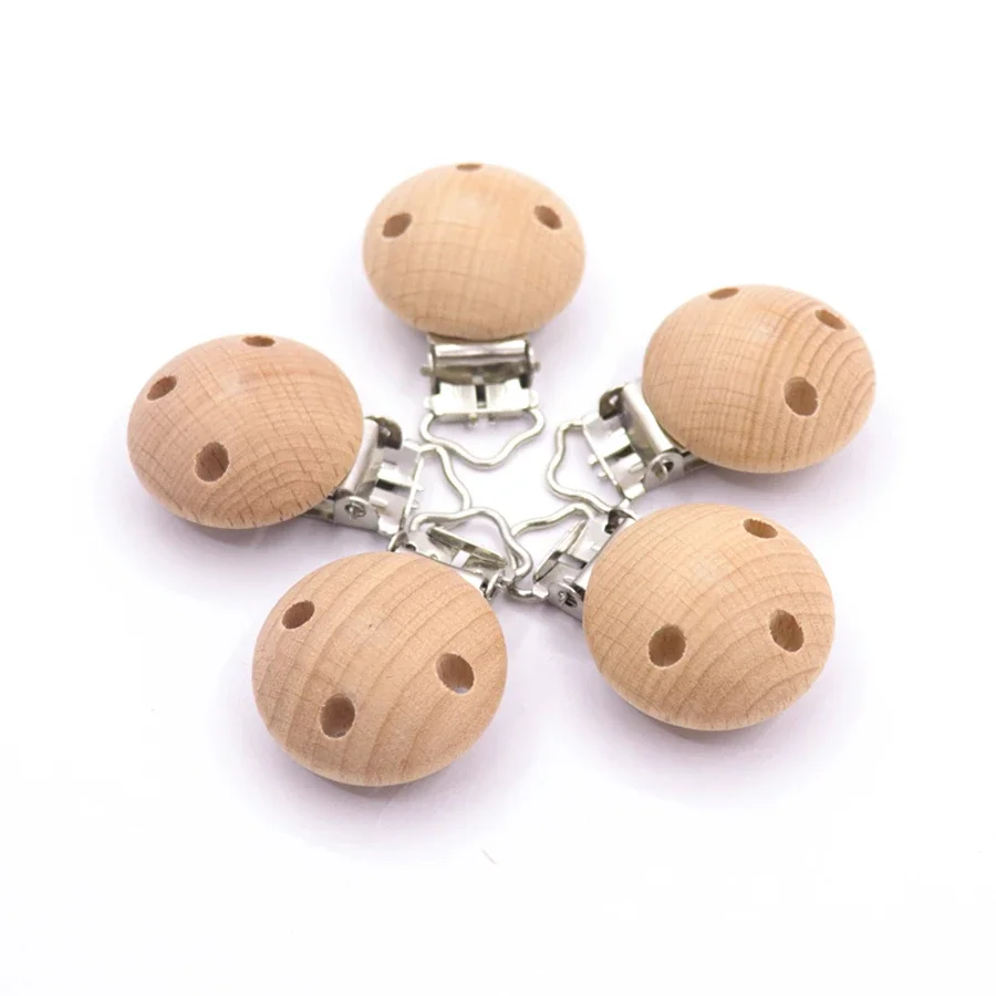 20 stücke Holz Schnuller Clip Pflege Zubehör Buche Schnuller Clips Kautable Zahnen Diy Dummy Clip Ketten Baby Beißring Teile