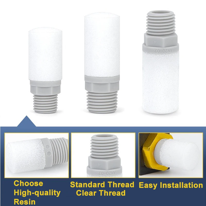 Tłumik żywiczny AN10-01/20-02/30-03/40-04 Złącze pneumatyczne