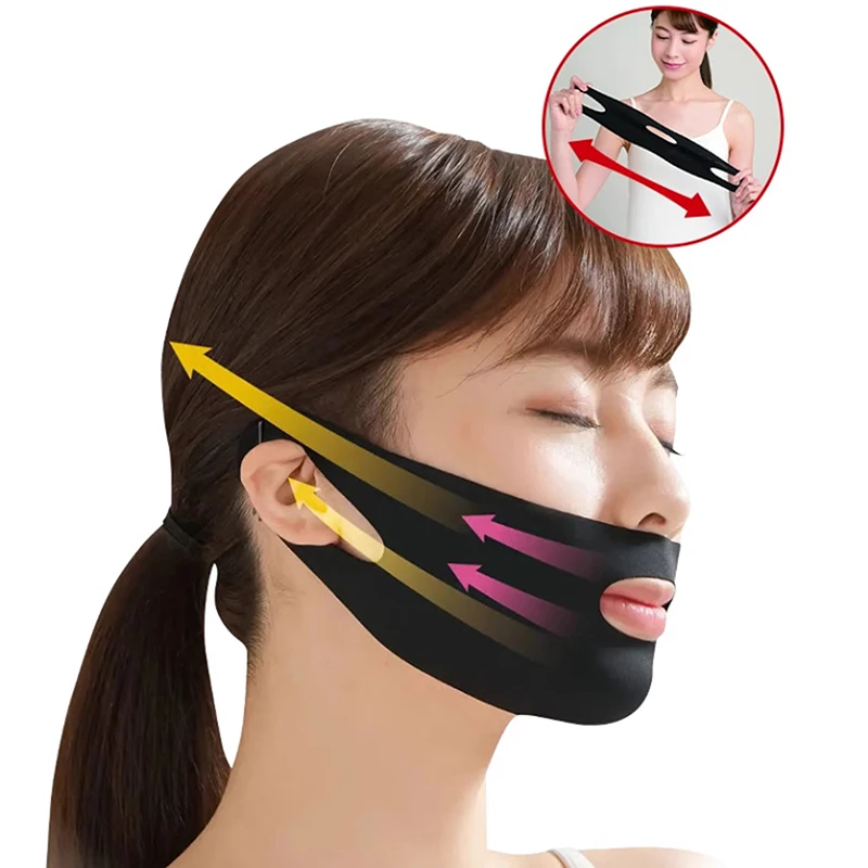 Beauty Face Sculpting V รูปร่างยกกระชับใบหน้าผ้าพันแผลต่อต้านริ้วรอยหูแขวนสายคล้องคอ Sleeping Mask สุขภาพความงาม