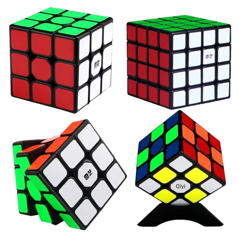 

Hot Qiyi Magic Cube 3x3 4x4 Black Stickers Educational Puzzle Magic Cube Toys For Children Kids Gift Toy Cubo Magico