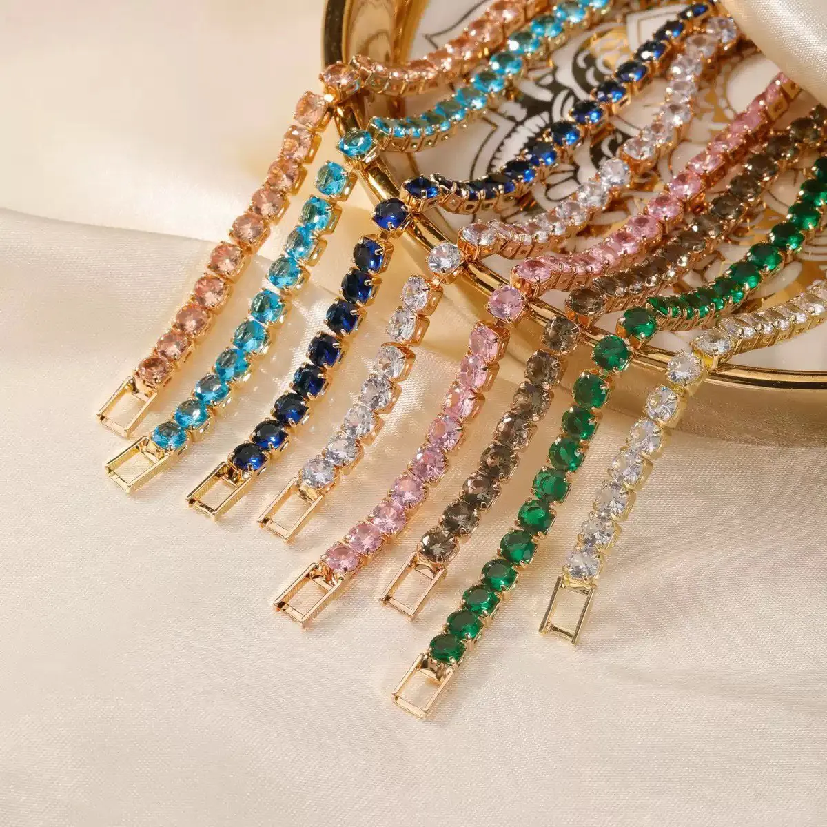 MxGxFam ( 19 cm 17 cm x 4 mm ) Promotion Gold Plated 18 k Multiple Colors Powder Zirconia Bracelet For Women Fashion Jewelry