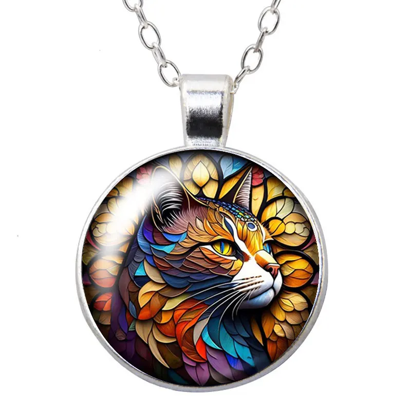 لطيف الكرتون القط الحب بات القطط صور جولة الزجاج كابوشون قلادة المفاتيح بروش دبوس الروائح مقاطع السيارات مجوهرات مخصصة #5