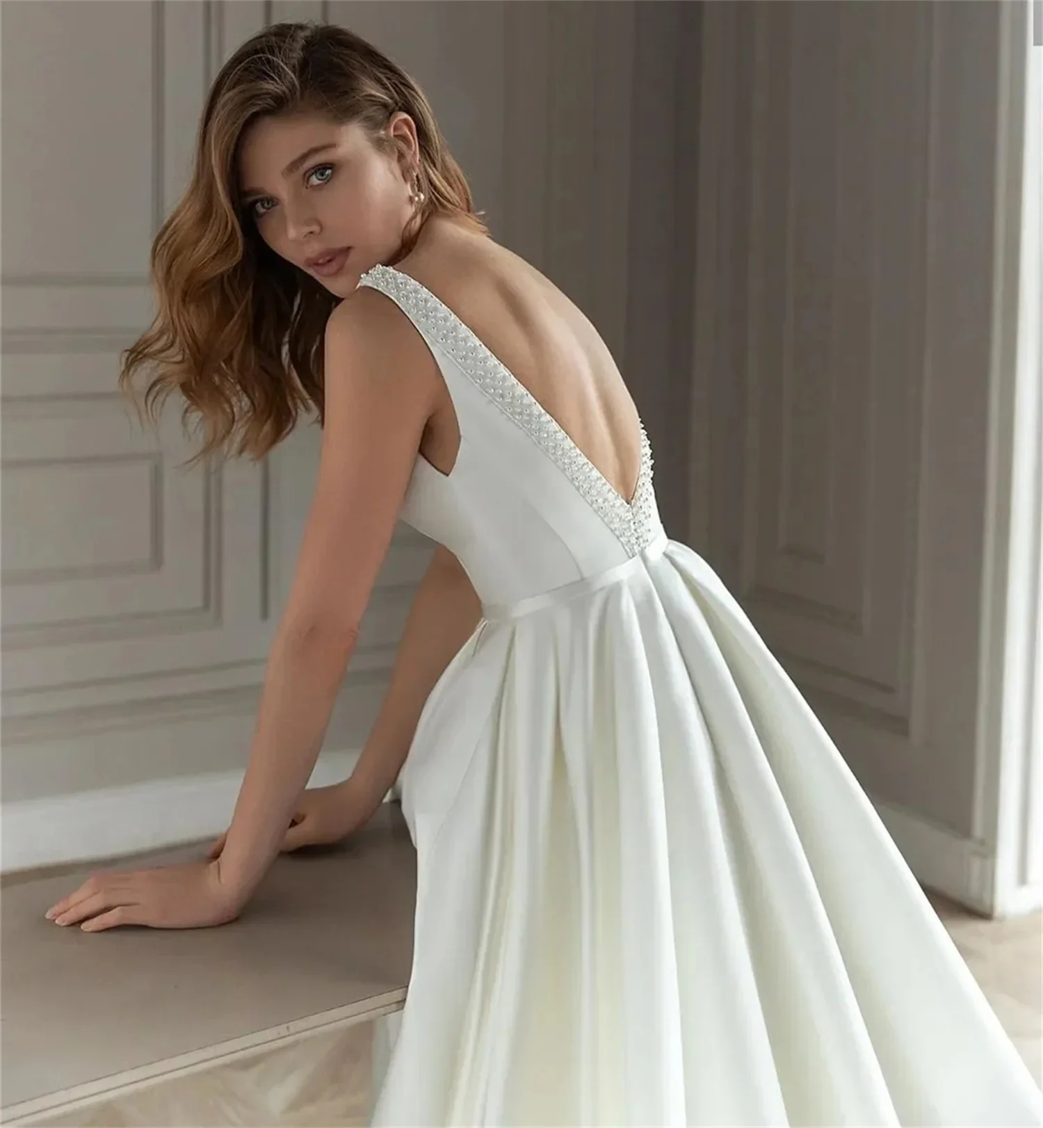 V -neck Princess Wedding Dress for Women 2023 Bride Reveal Back Brides Wedding Dresses 2024 Bepeithy Official Store Woman Bridal