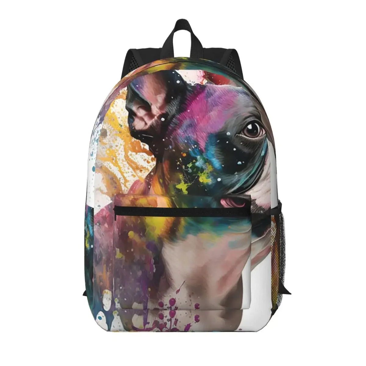 Boston Terrier Face Print Student Backpack School Bag Hiking Travel Daypack for Men Women Bookbag Shoulder Bags