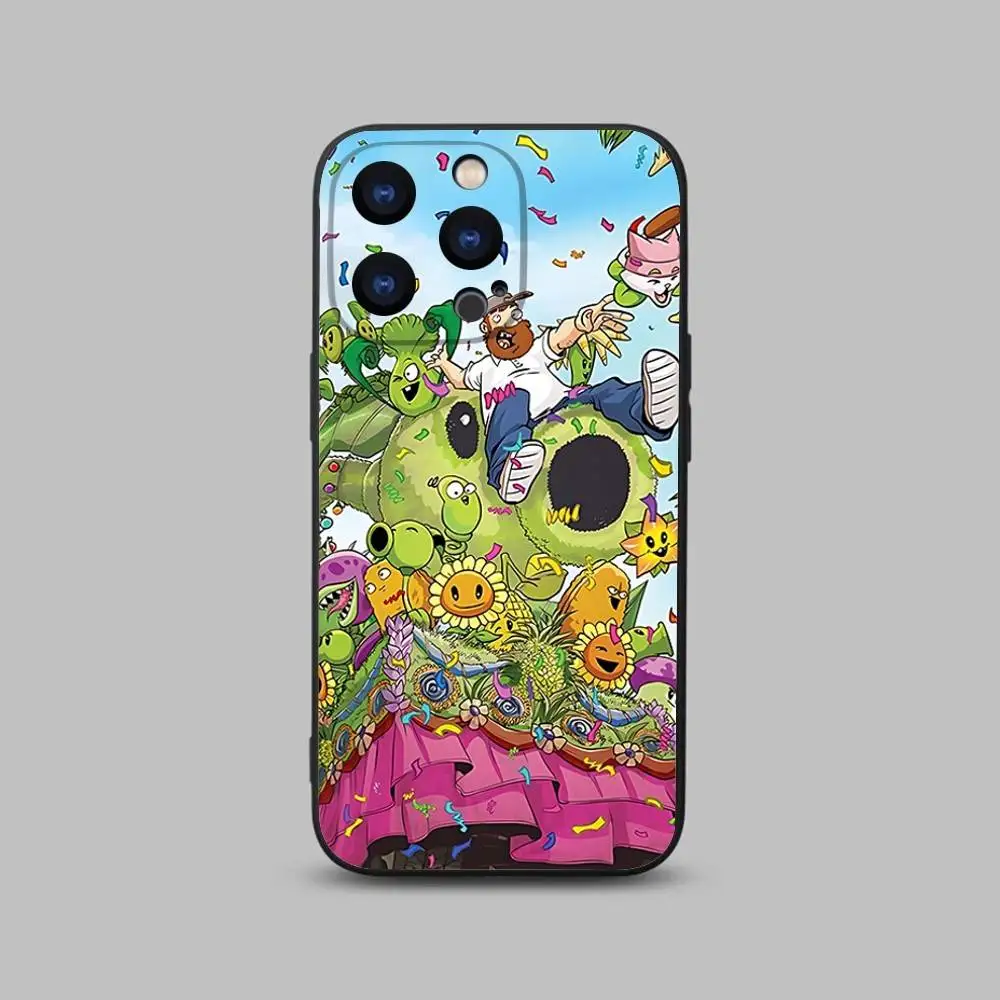 حافظة هاتف P-Plants vs Cool Z-Zombies لهاتف iPhone 17,16,15,14,13,12,11,Pro,Max,Plus,X,XS,SE4,E,Mini,Soft Black Case