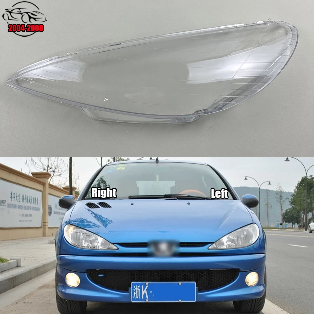 

For Peugeot 206 2004-2008 Headlight Cover Headlamp Lamp Shell Lampshade Transparent Shade Replace Original Lens Plexiglass