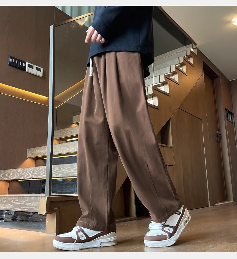 Twill Textured Pure Cotton Casual Pants Men's 2026 Spring New Straight Loose Long Pants