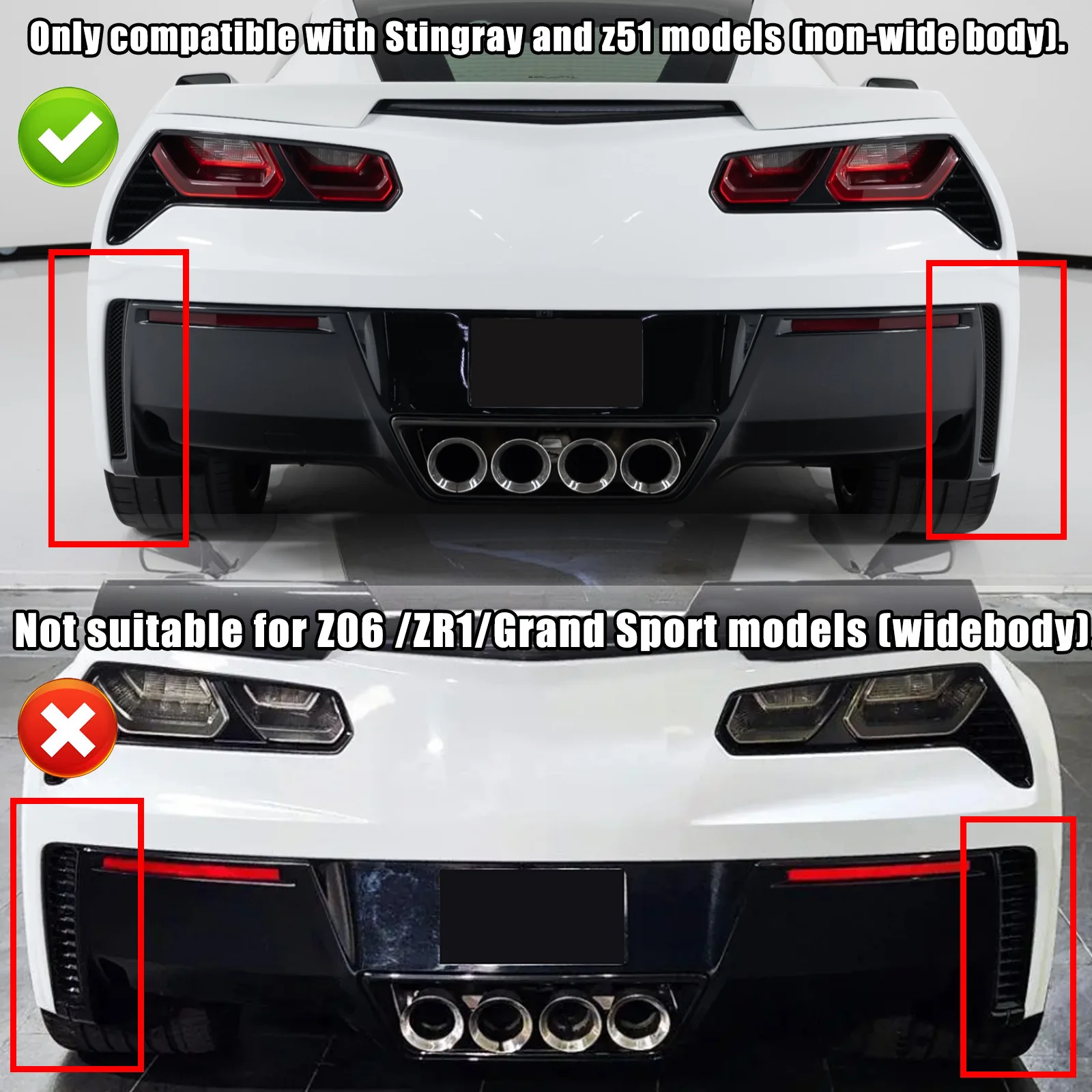 For Chevrolet Corvette C7 Stingray 2014-2019 Rear Bumper Diffuser Matte Black Glossy Black Carbon Fiber Painted Car Accessories