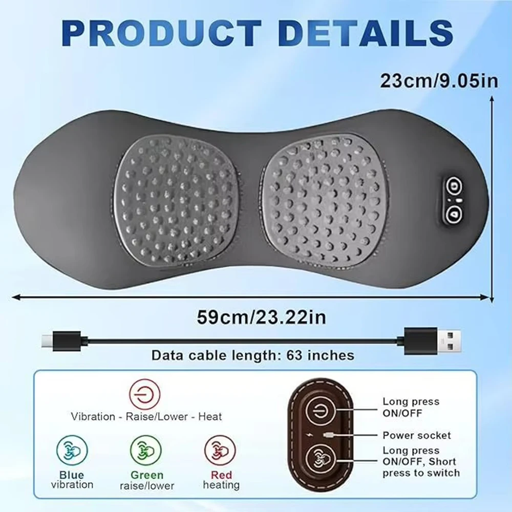 NEW 3-in-1 Back Massager Heat Vibration for Back Pain Relief Herniated Disc Stretch Support Traction Lower Back Massage Pillow view 6