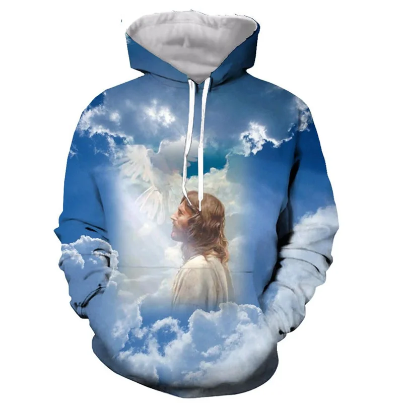 Christian Faith Jesus 3D Printed Hoodie Cool Fashion Graphic Sweatshirt For Men Casual Streetwear Leisure Pullover Top Coats