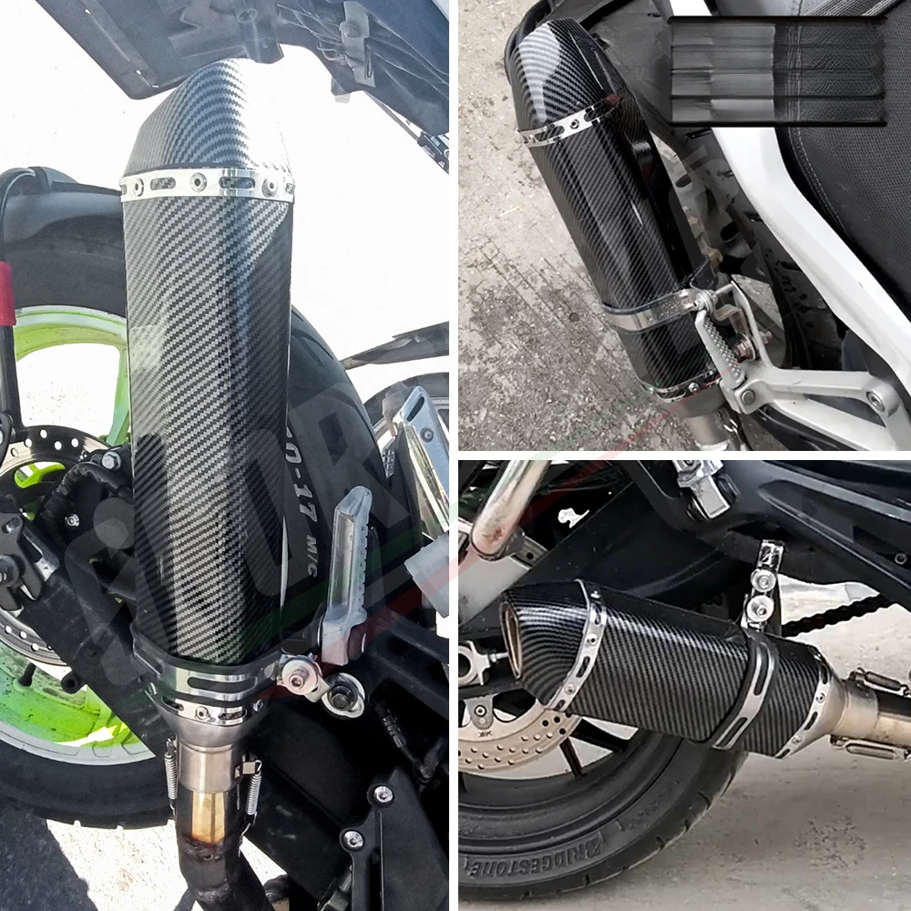 Small hexagonal exhaust pipe tail muffler, full carbon fiber imitation, universal for CBR650, Sai 600, 321R, 51MM