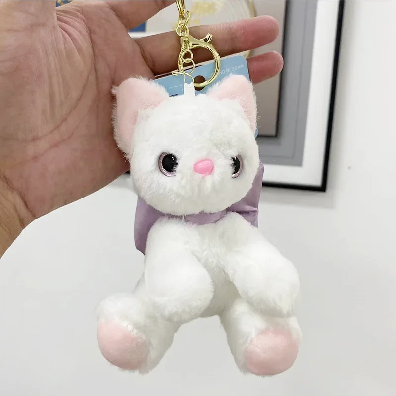 Cute Bow Cat Plush Keychain Lovely Kitty Keyring Doll Stuffed Doll Keychain Car Keyring Pendant Girls Women Backpack Bag Decor