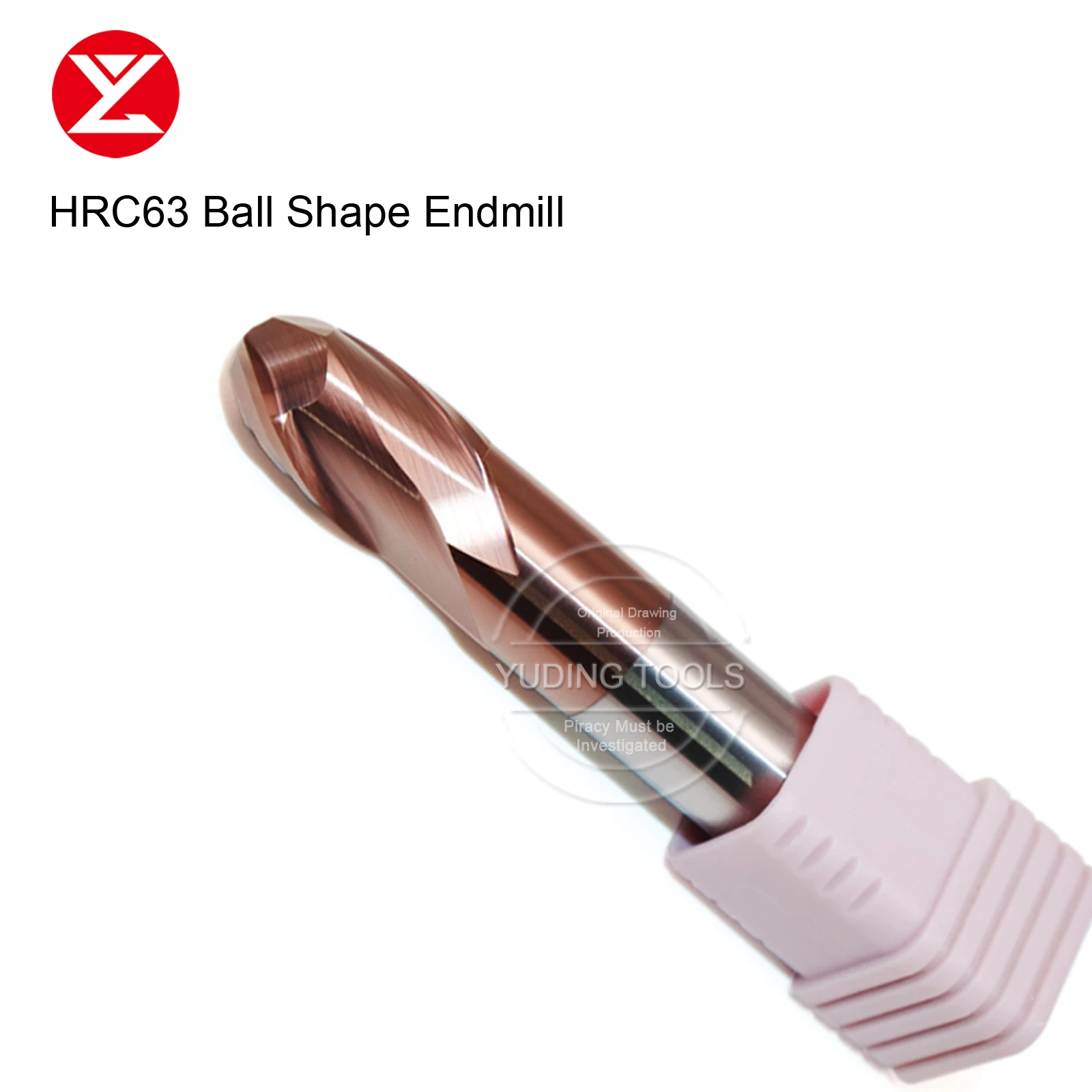 CNC HRC63 2 Flute Ball Shape Solid Carbide Endmill R3 R4 R5 With Coating For Harded Milling Cutter Materail Router Cutting tool