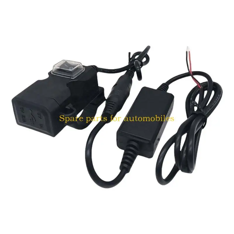 

H58F Motorcycle Handlebar USB Chargers Waterproof Power Supply Socket with Double Port Suitable for Electric Bikes