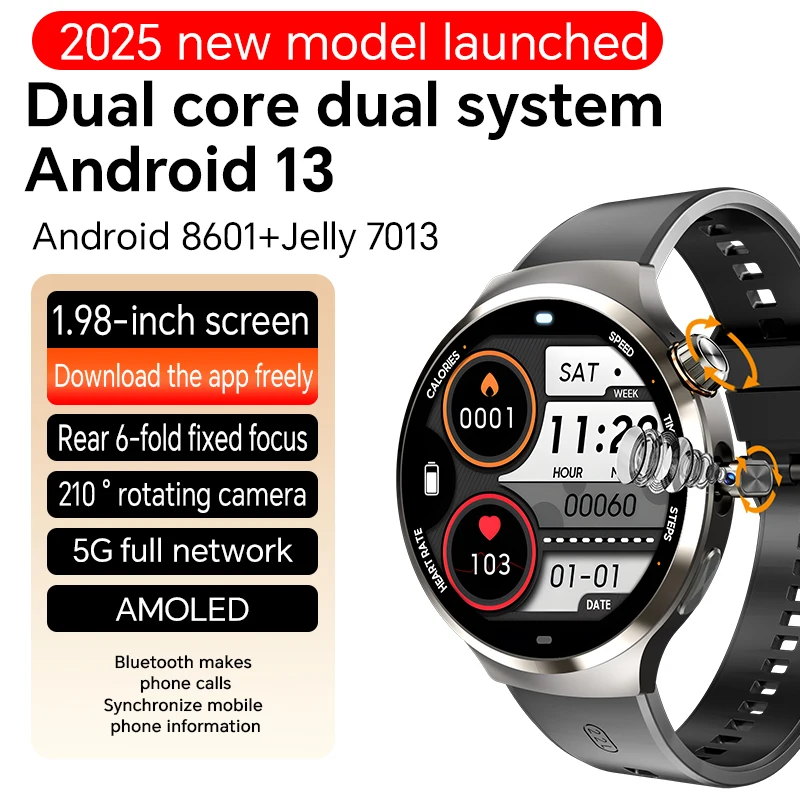 

4G 5G Full Netcom Android 13.0 Smartwatch GPS Smart Watch With 190° Rotary Camera Dual System WIFI Google Play Store 512GB Rom