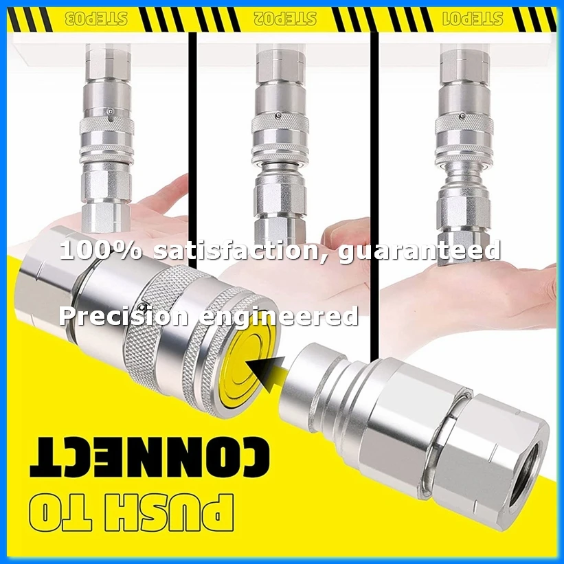 1/2Inch NPT Hydraulic Coupler Skid Steer Flat Face Quick Connect Couplings with 2PCS Dust Cap-A07G