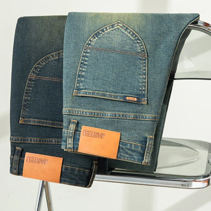 

Мужские джинсы премиум-класса для весны и осени 2026 года, новые эластичные высококачественные деловые повседневные винтажные джинсы прямого кроя