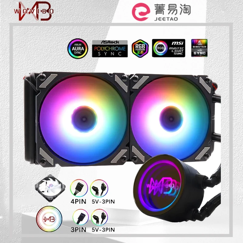 

Wovibo PC CPU 240mm Water Cooling Computer Cooler AIO RGB ARGB Liquid Fan Ventilador Radiator For LGA115X 1200 1700 2011 AM4 AM5