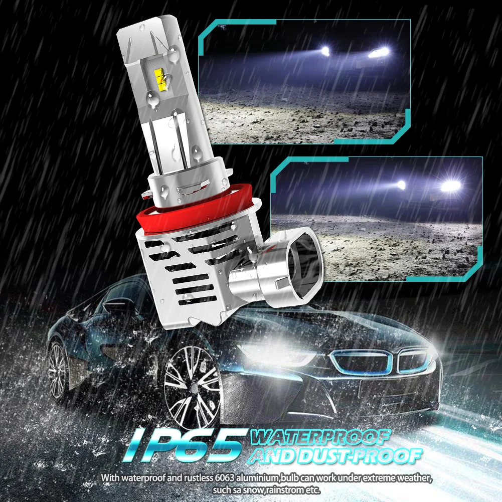 2Pcs H11 H8 H9 LED Headlights Bulbs Canbus Error Free 12V Fog Light For Kia Rio 3 4 K2 K5 KX5 Hyundai Tucson 2017 Creta Kona