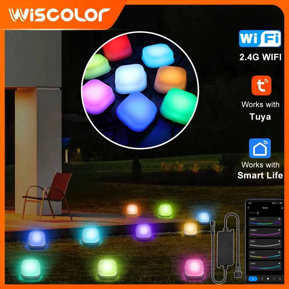 

Уличные светодиодные светильники для газона IP65 RGB с управлением через Wi-Fi и приложение, для декора сада, улицы, двора, а также для использования в помещении, аксессуары для ламп