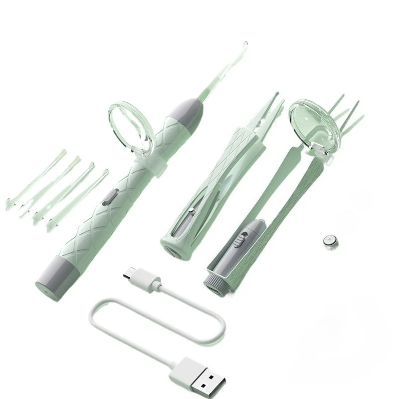 Glowing ear pick, wireless charging, visible silica gel, glowing nasal mucus clip and ear tweezers