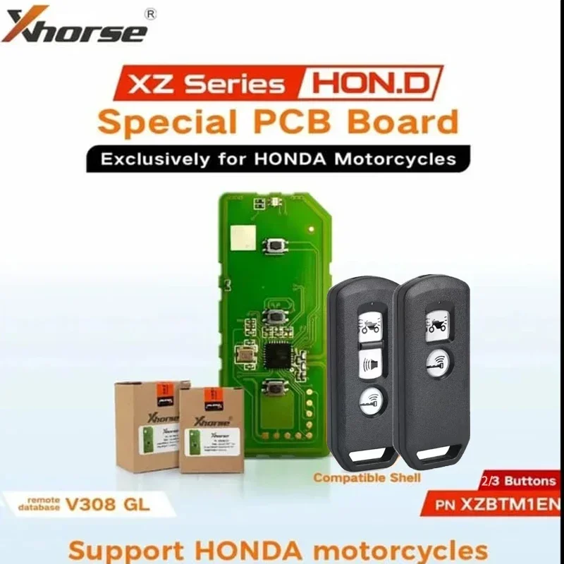 Универсальный дистанционный ключ 2B/3B XZBTM1EN для мотоцикла Honda K01 K77 K96 K97 2/3 кнопки 434 МГц ID47 чип с логотипом без кода