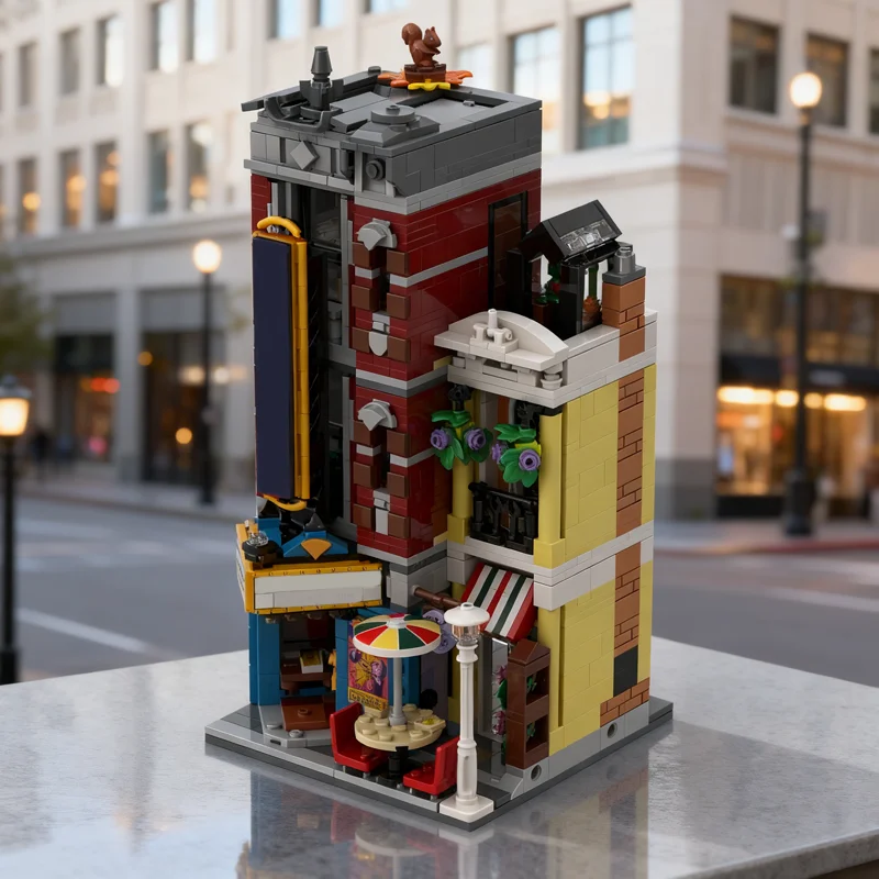 1513 stücke MOC Modulare Straßenbild Midi Jazz Club Modell Bausteine Architektur DIY Weihnachten Geschenk Kreative Idee Spielzeug Bildung