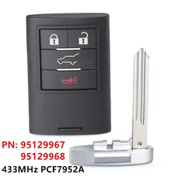 KEYECU Replacement Keyless Smart Remote Key Fob 4Buttons 433MHz PCF7952A For Chevrolet Captiva 2014-2018 P/N: 95129967 95129968