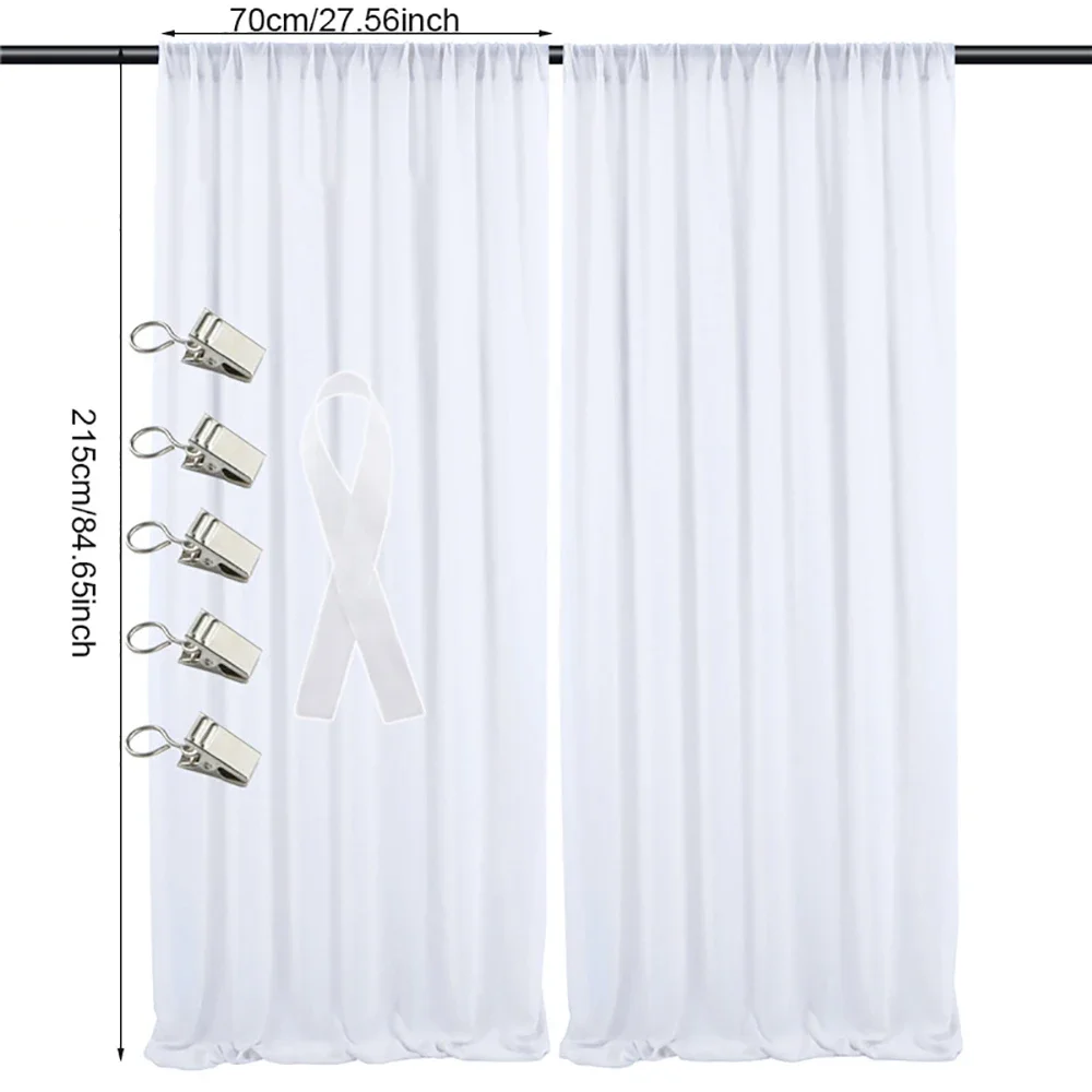 1pc White Chiffon Background Fabric, Wedding Birthday Party Curtain Decoration, Wedding Gauze Wrinkle Resistant Pendant Curtain