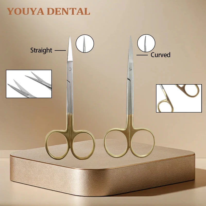 

Stainless Steel Dental Surgical Scissors Straight/Curved Tip Gold Plated Handle Dentist Tools Dentistry Lab Tool Dental Scissors