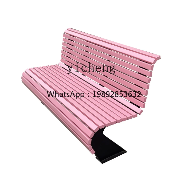 Park Chair Outdoor Bench Courtyard Long Stool Plastic Wood Casual Seat Iron Art