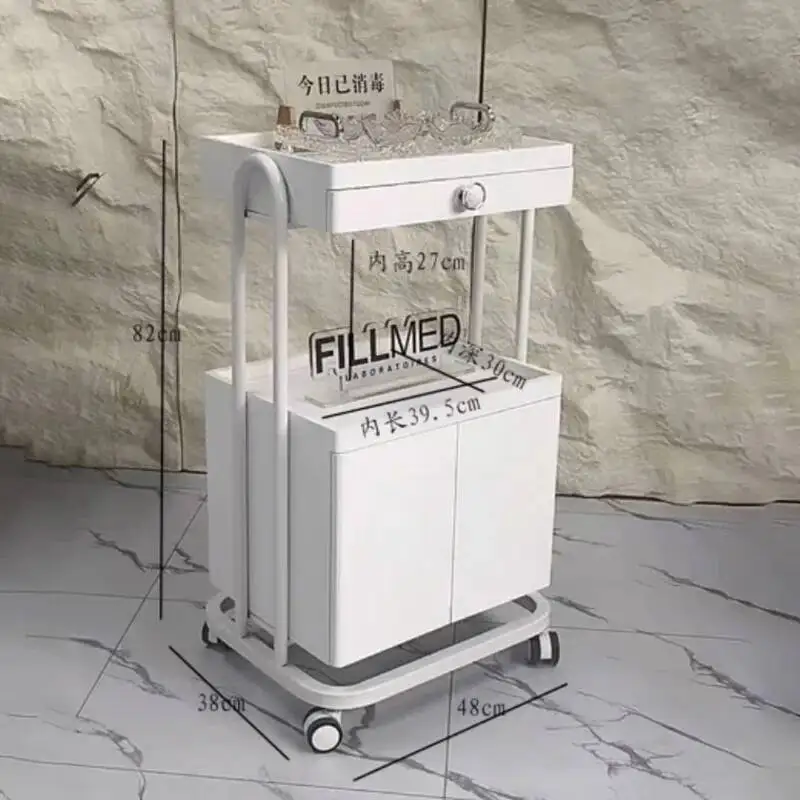 عربة تروللي ساحرة فريدة من نوعها، عربة تخزين جمالية بسيطة، عربة إسكندنافية حديثة فاخرة، أثاث صالون Carrello Parrucchiere #2