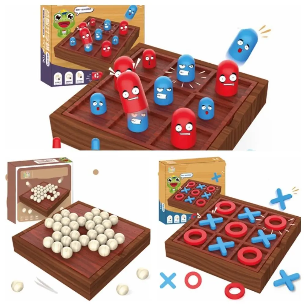 Wooden Tick Tac Toe Decorative Board XO Chess Kong Mingqi Chess Table Board Games Solitaire Board Game Square