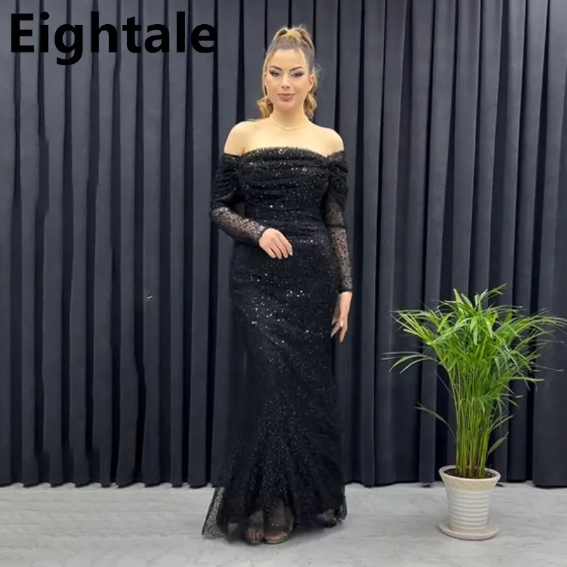 

Eightale 2024 Mermaid Sequin Prom Dress Off Shouder Long Sleeve Evening Dress Women Formal Party Gown Robes De Soirée