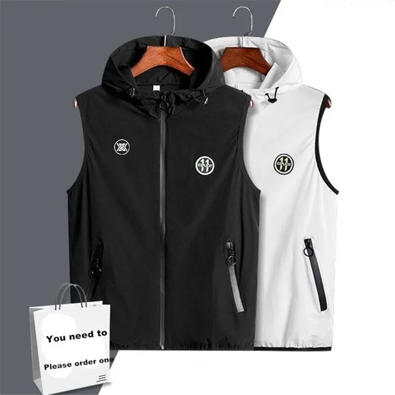 Spring Autumn Men's Golf Jacket Vests Fashion Sports Man Golf Coat Fast Dry Hooded Golf Vest jogging Tennis Golf Waistcoat 골프웨어